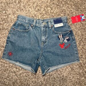 Minnie Mouse Embroidered Denim Shorts - Blue